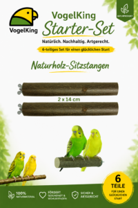 Bild vom Naturholz Sitzstangen mit zwei Wellensittichen
