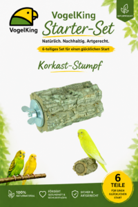 Bild von einem Korkast Stumpf mit gelben Wellensittich